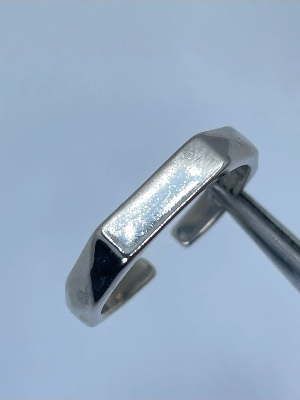 925 Sterling Silver Open Band Ring Sz 8 Minimalist Modern Geometric Stacking